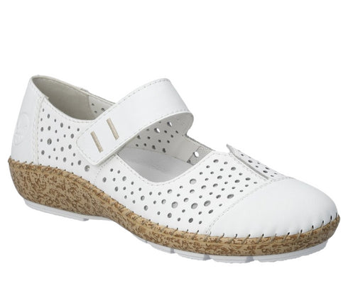 Pantofi casual, dama, RIEKER ANTISTRESS, 44880-80 alb, piele ecologica